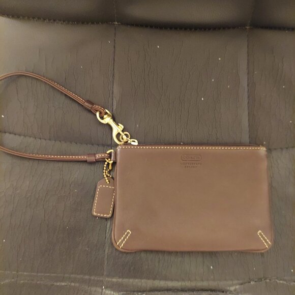 Chocolate Brown Coach Wristlet - Picture 1 of 5